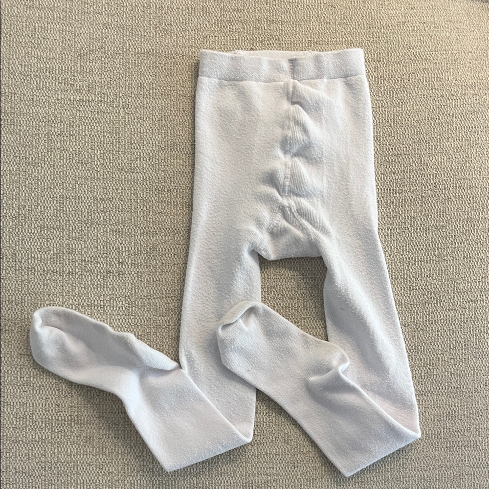 Girl’s White Cotton Blend Tights - Soft Knit